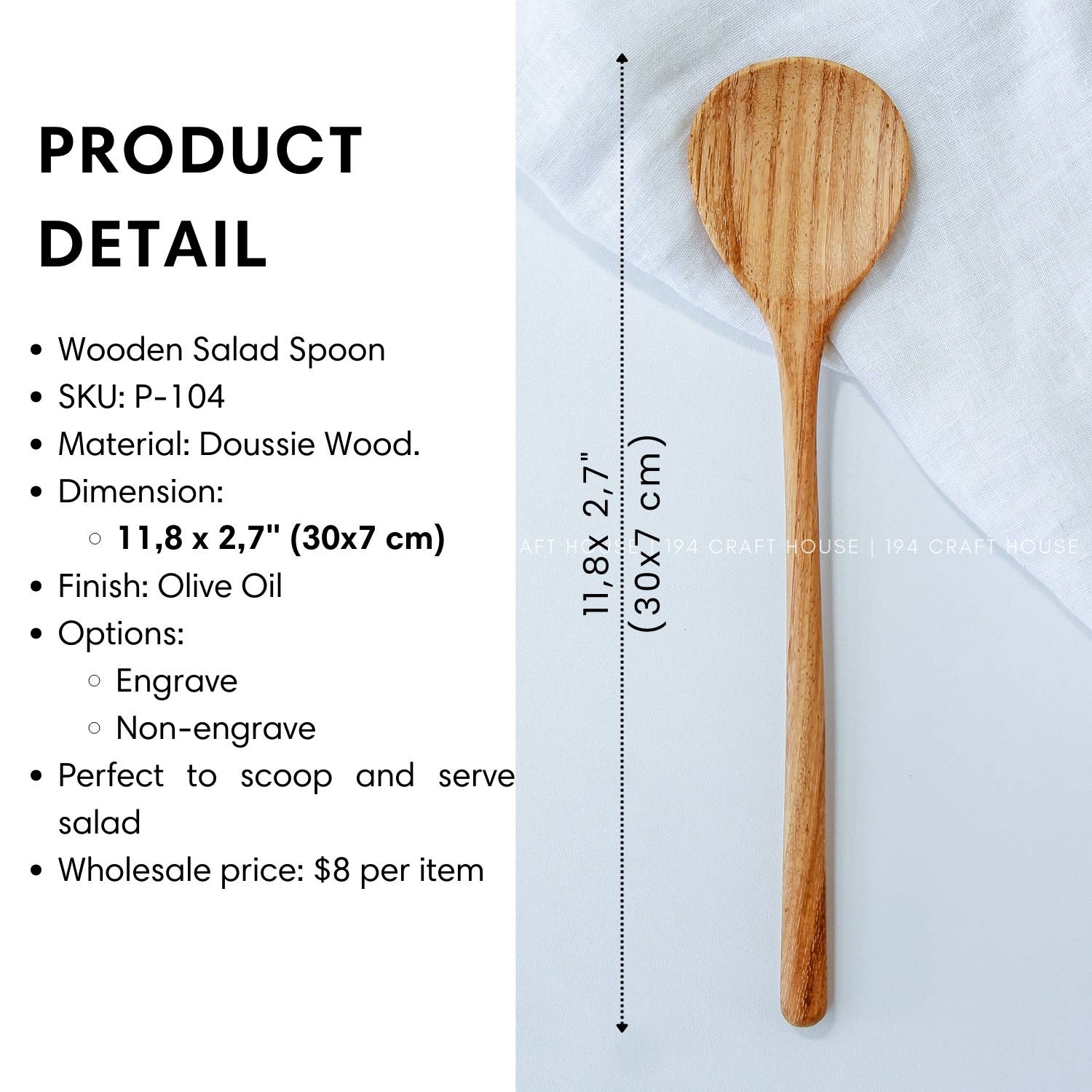 194 Craft House – Großhandel Servierbesteck – Holz-Salatzangen – Küchen-Servierbesteck12