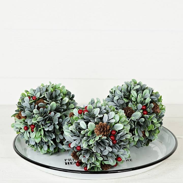 Impressive Enterprises, Inc. - Wholesale Christmas Decoration - ISB79322- 6in Flocked Boxwood Red Berry Ball3