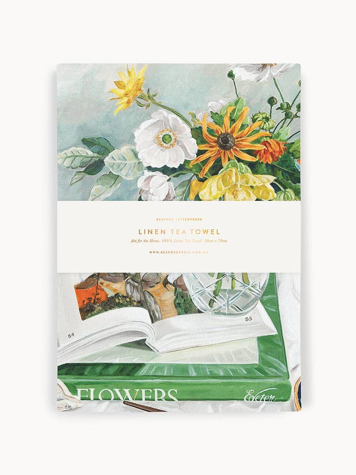 April Blooms 100% Linen Tea Towel for wholesale by Bespoke Letterpress