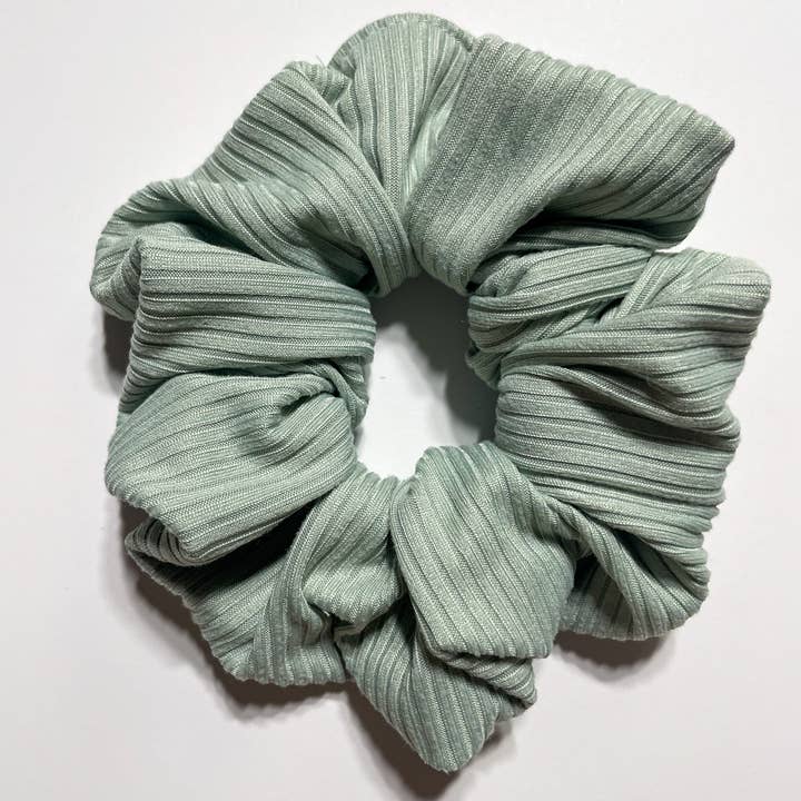 Sage Rib Knit Scrunchie for wholesale by Prairie and Paws
