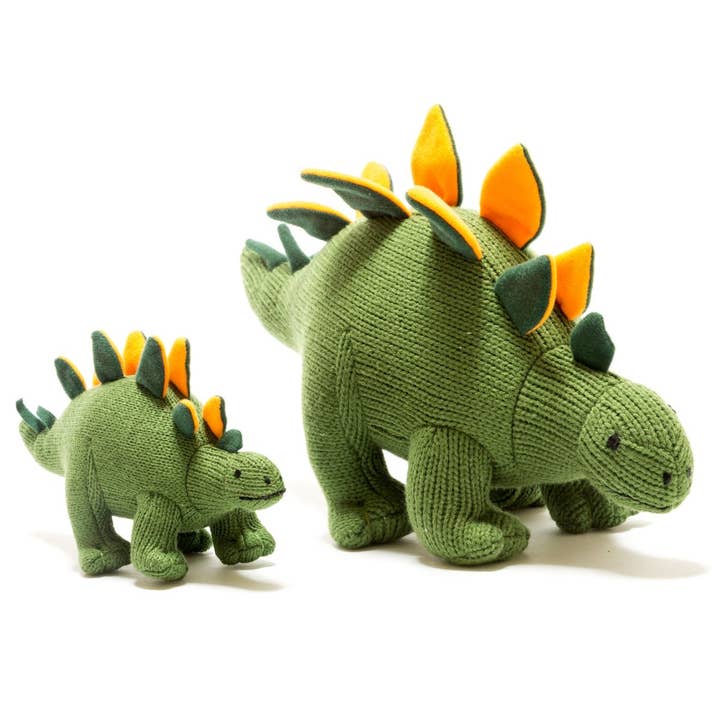 Best Years Ltd - Wholesale Stuffed/Plush Toy - Kids & Baby - Knitted Stegosaurus Dinosaur Plush Toy Moss Green and Orange