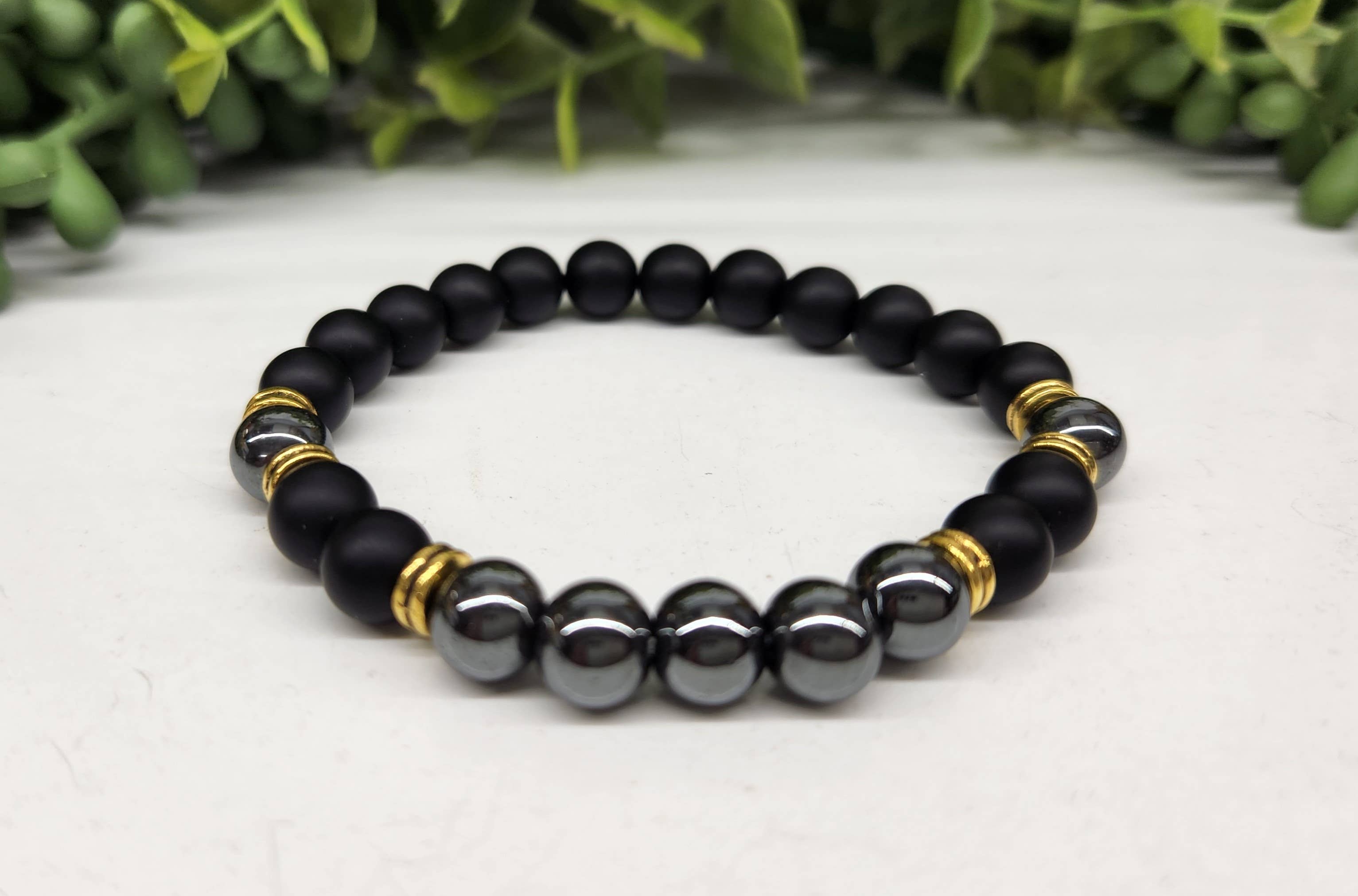 Meraki Gemstones - Wholesale Beaded Bracelet - GROUNDING/BALANCE - Black Obsidian-Matte/Hematite Bracelet2