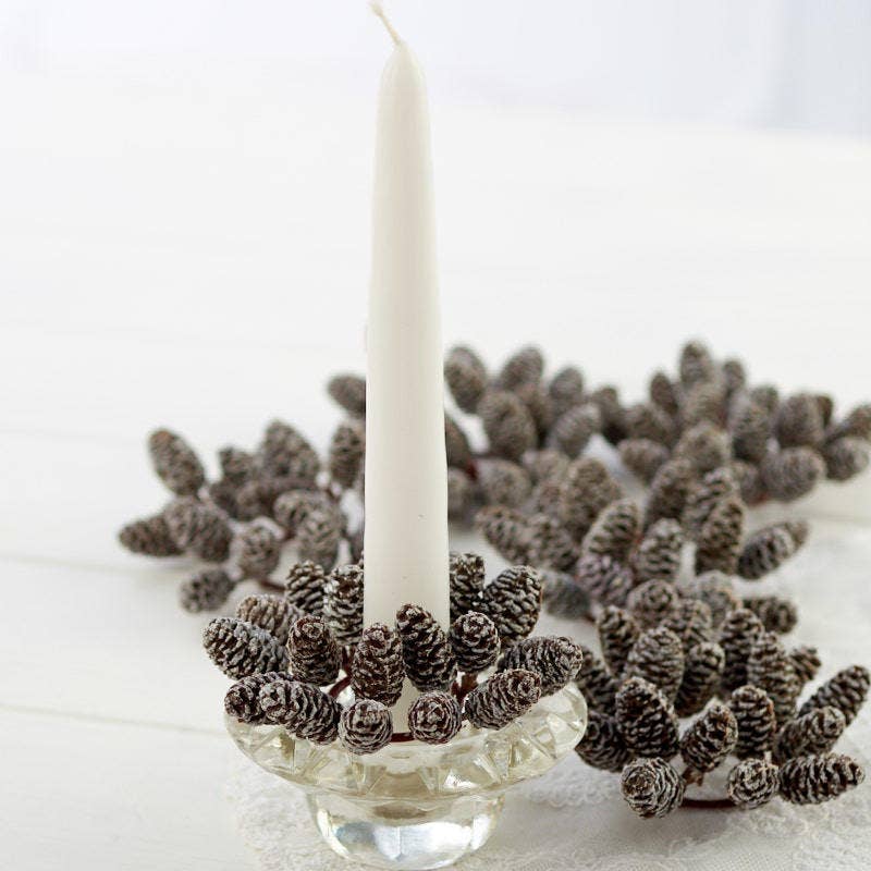 Factory Direct Craft - Wholesale Candle Holder - 3-1/2" Artificial Pinecone Taper Candle Ring1