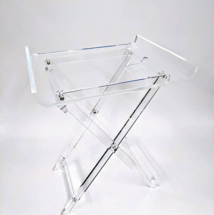 Classic Stylish Acrylic Foldable Tray Side Table for wholesale by DesignStyles Home