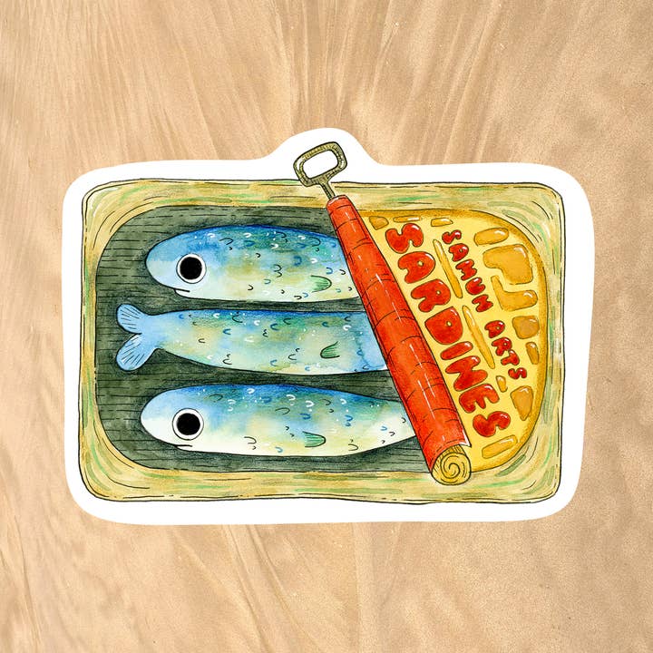 Boîte de sardines - Autocollant pour la vente par Samun Arts