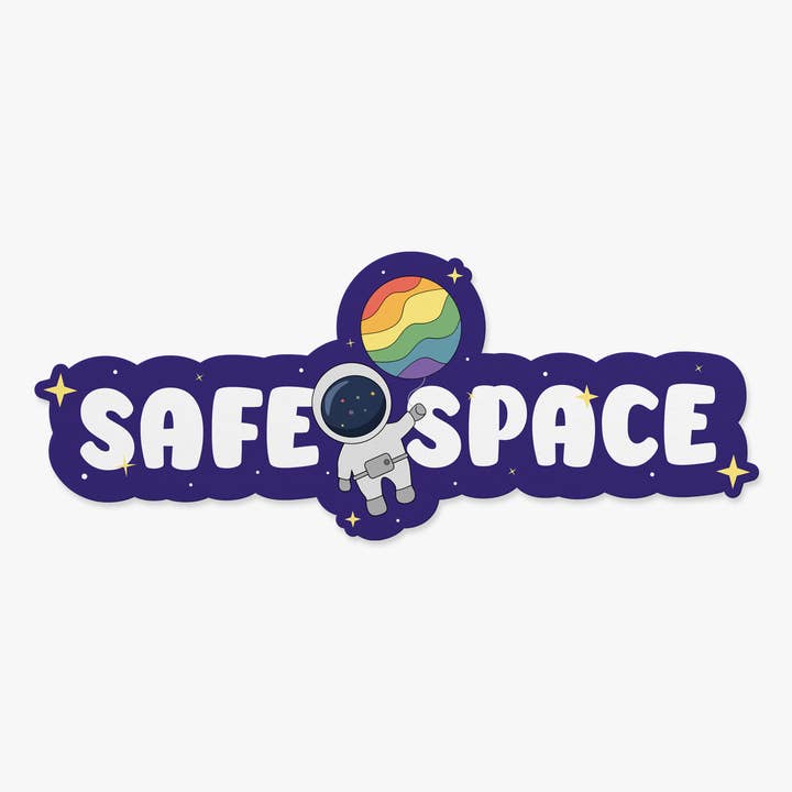 Safe Space Rainbow Pride Sticker for LGBTQ+ Ally for wholesale by Sleepy Unicorn Studio