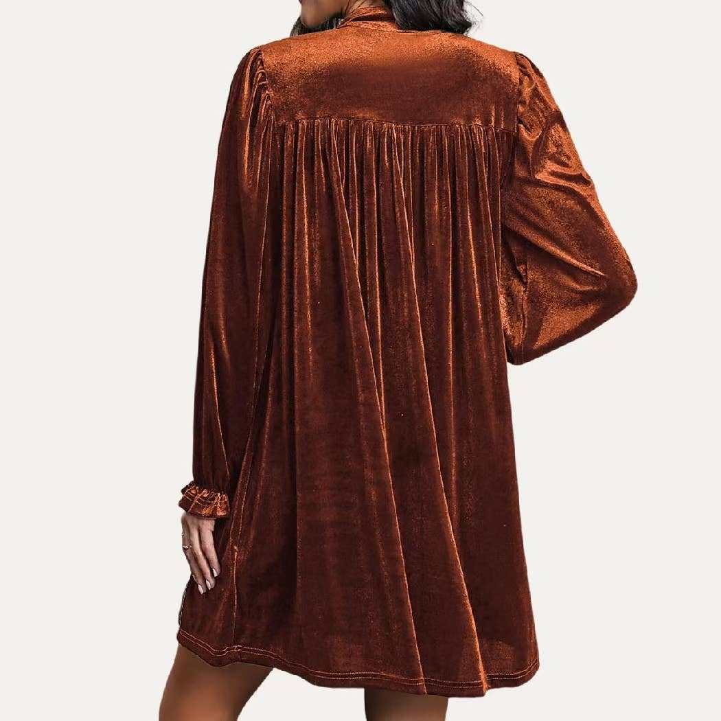 The Moment Collection - Wholesale Dress - Women's - Charming Cutie Velvet Surplice Neck Relax Fit Mini Dress2