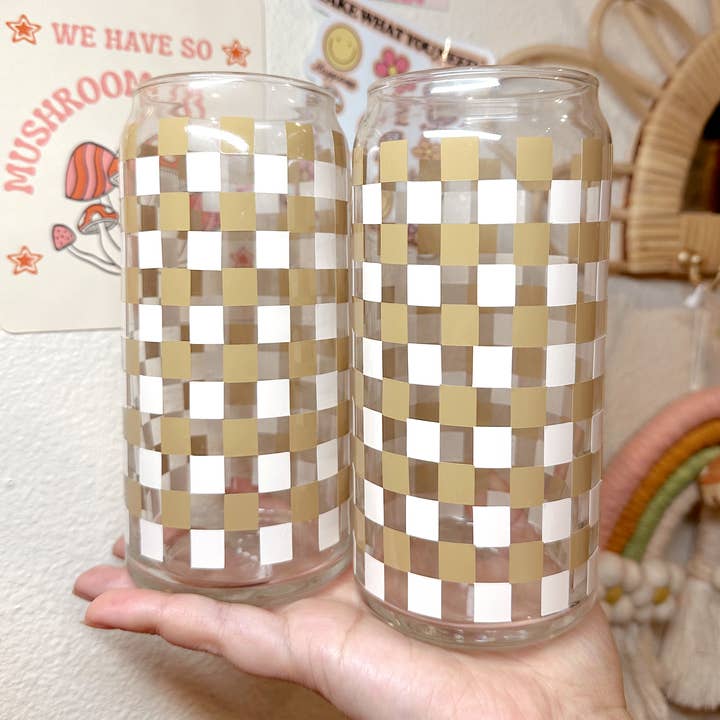 Check It Out | Basic Checkered | Glass Cup for wholesale by amarieacreates