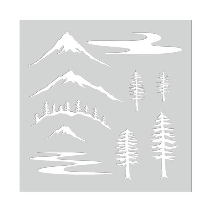 Hero Arts + Spellbinders Wholesale - Wholesale Stencil/Craft Die - Hero Arts Mountain Scene Stencil