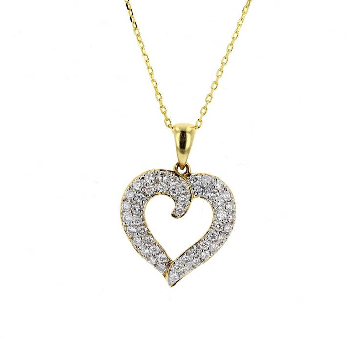 14K Yellow Gold Diamond Heart Pendant for wholesale by NYMAN JEWELERS