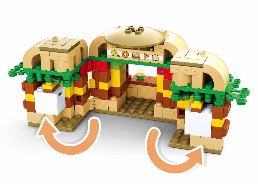 Texas Toy Distribution - Wholesale Building Set - Kids - Food Court Hamburger House Building Brick Kit (264 Pcs)2