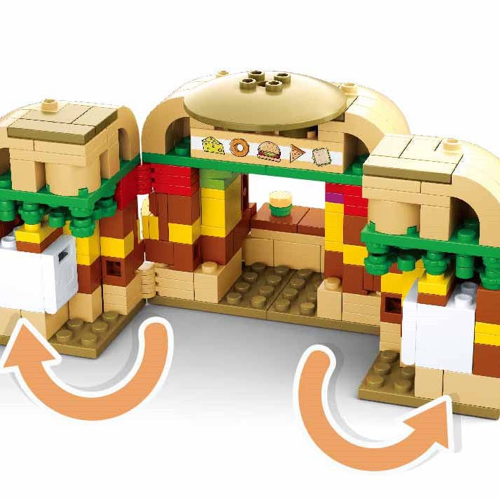 Texas Toy Distribution - Wholesale Building Set - Kids - Food Court Hamburger House Building Brick Kit (264 Pcs)2