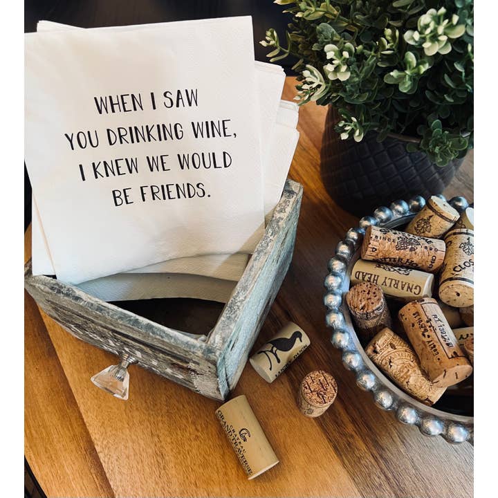 ellembee gift - Wholesale Disposable Napkin - When I saw you drinking wine funny printed Cocktail Napkins4