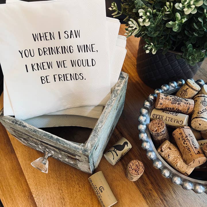 ellembee gift - Wholesale Disposable Napkin - When I saw you drinking wine funny printed Cocktail Napkins