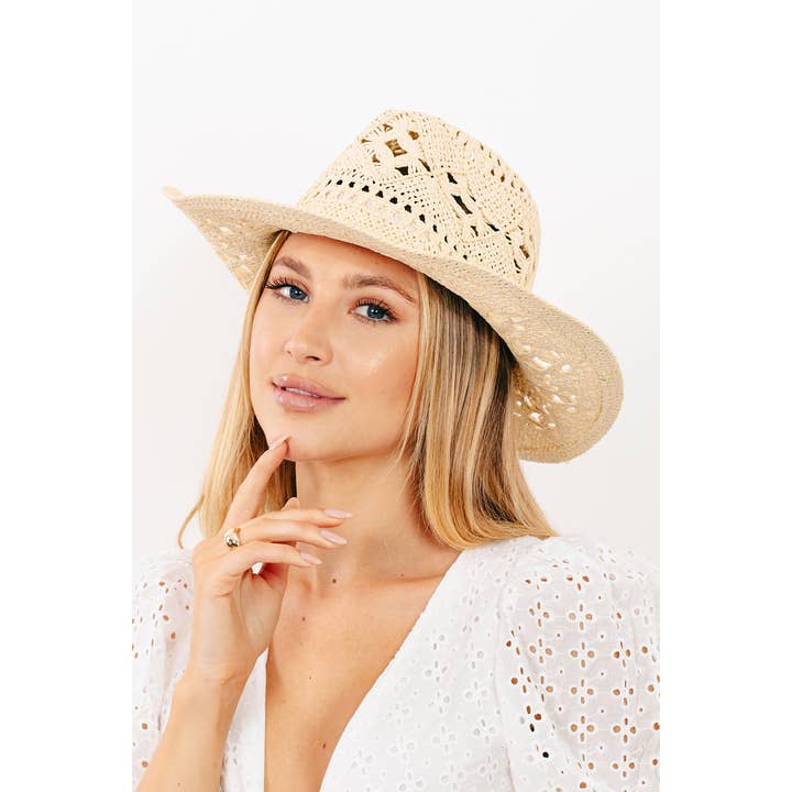 Collections by Fame Accessories - Wholesale Straw Hat - Women's - Western Straw Braided Cowboy Sun Hat