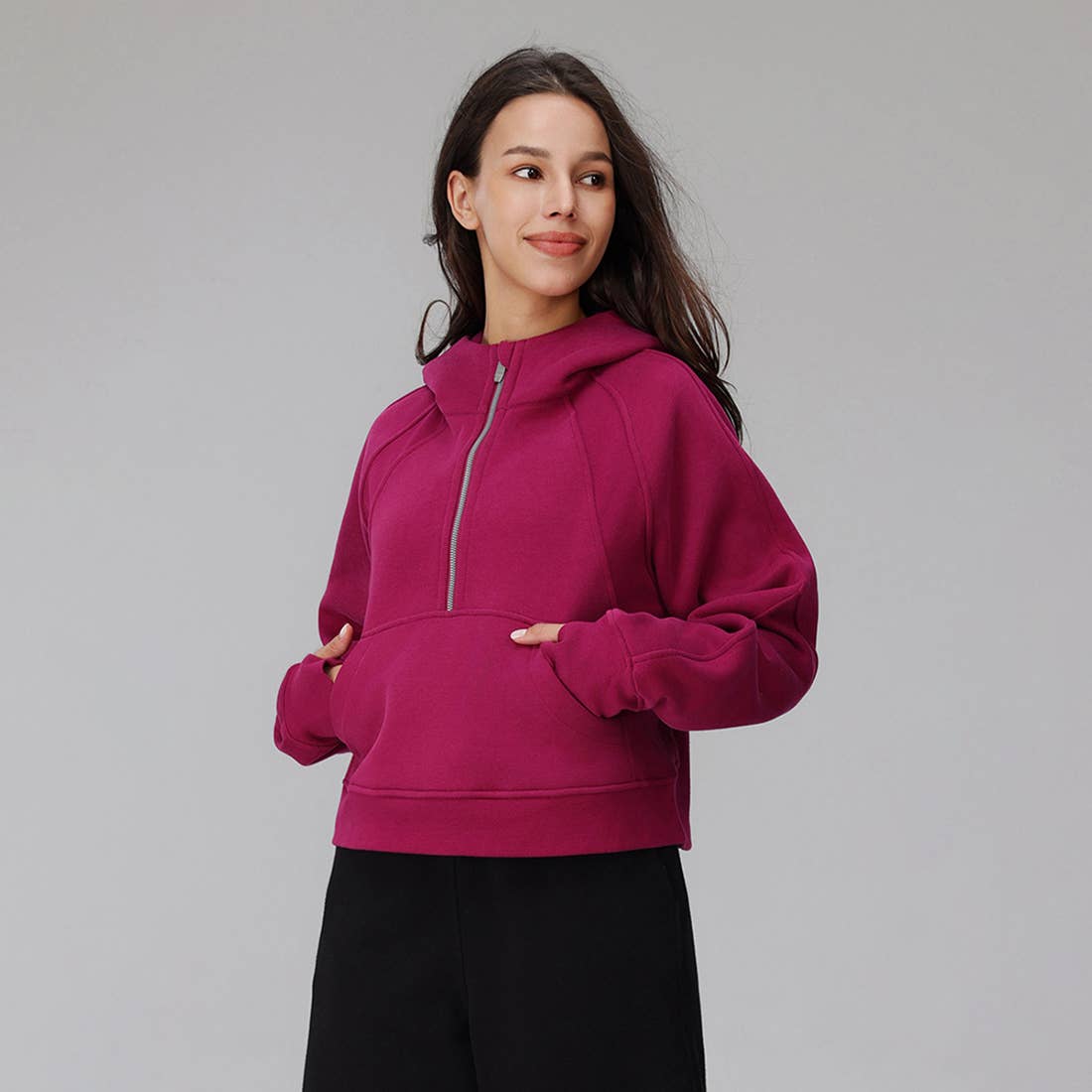 Sodalemon - Wholesale Hoodie - Women's - Women Cropped Fleece Hooded Hoodie12