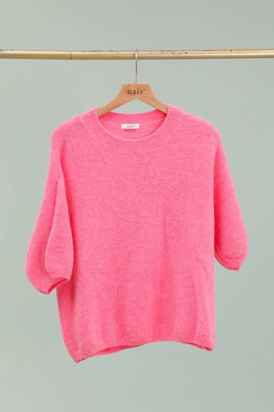 NAÏS PARIS - Wholesale Knit Sweater - Women's - ROUND NECK SHORT SLEEVE SWEATER IN SUPERFINE ALPACA20