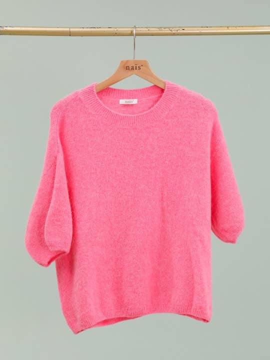 NAÏS PARIS - Wholesale Knit Sweater - Women's - ROUND NECK SHORT SLEEVE SWEATER IN SUPERFINE ALPACA20