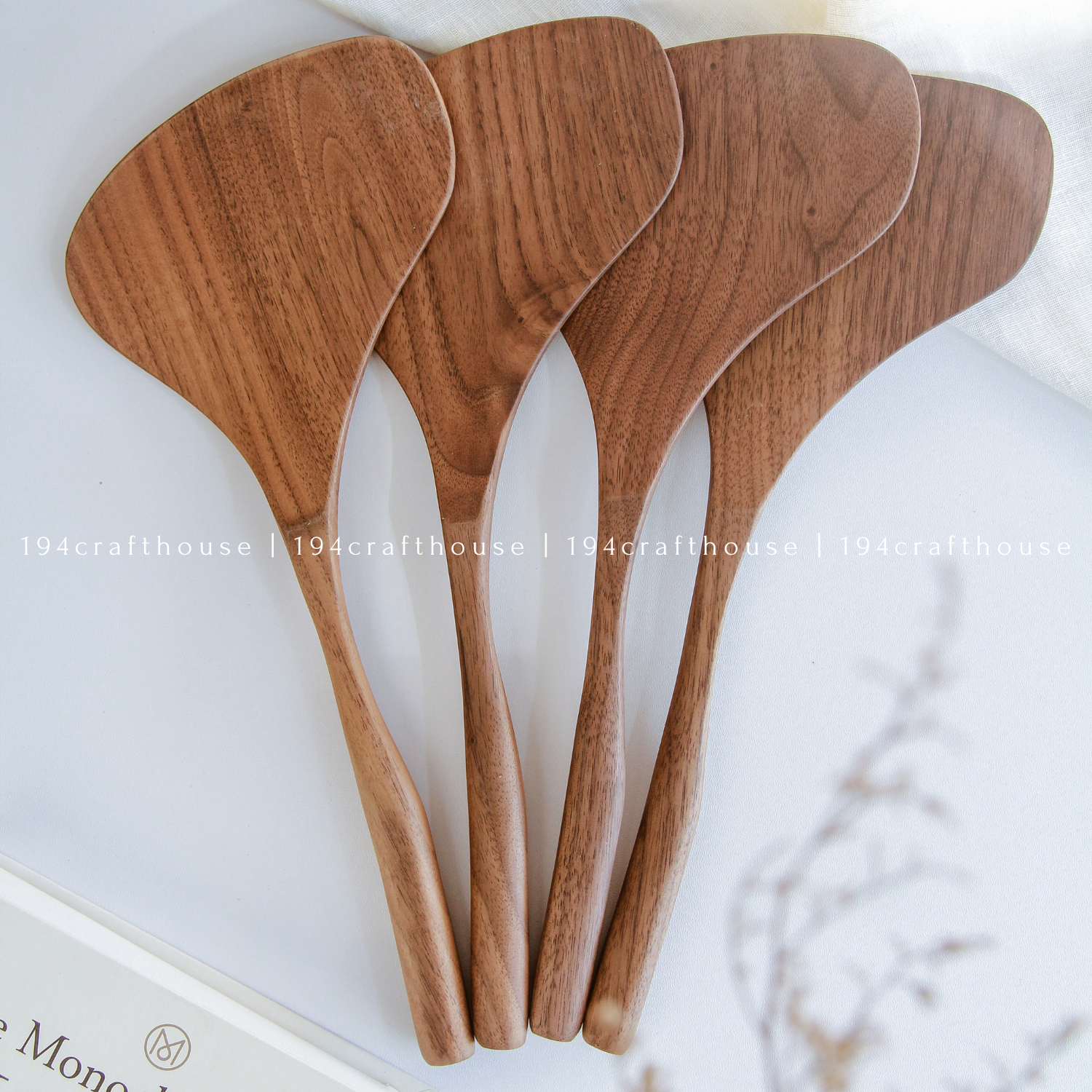 194 Craft House - Wholesale Serving Utensil - Walnut Wood Kitchen Utensils - Set of 4 - Serving Utensil8
