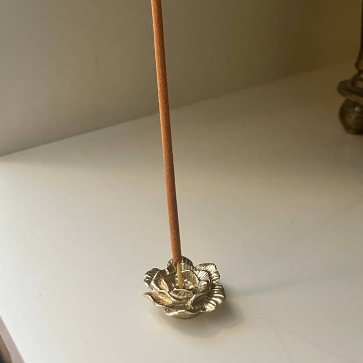 Brass Rose Flower Incense Holder Burner for wholesale by The Golden Altar