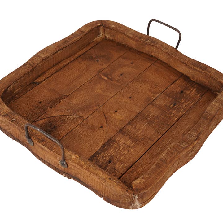 My Amigos Imports - Wholesale Decorative Tray - Bixby-Farmhouse-Wood Tray-Three Color Choices-15x15x4 inches