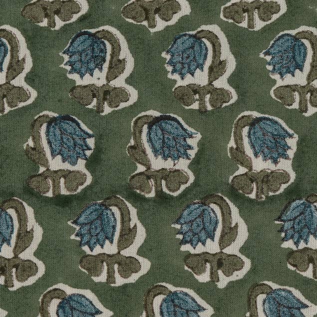 Fabricrush - Wholesale Dinner & Cloth Napkin - Basil Green, Peacock Blue Indian Floral Printed Napkins