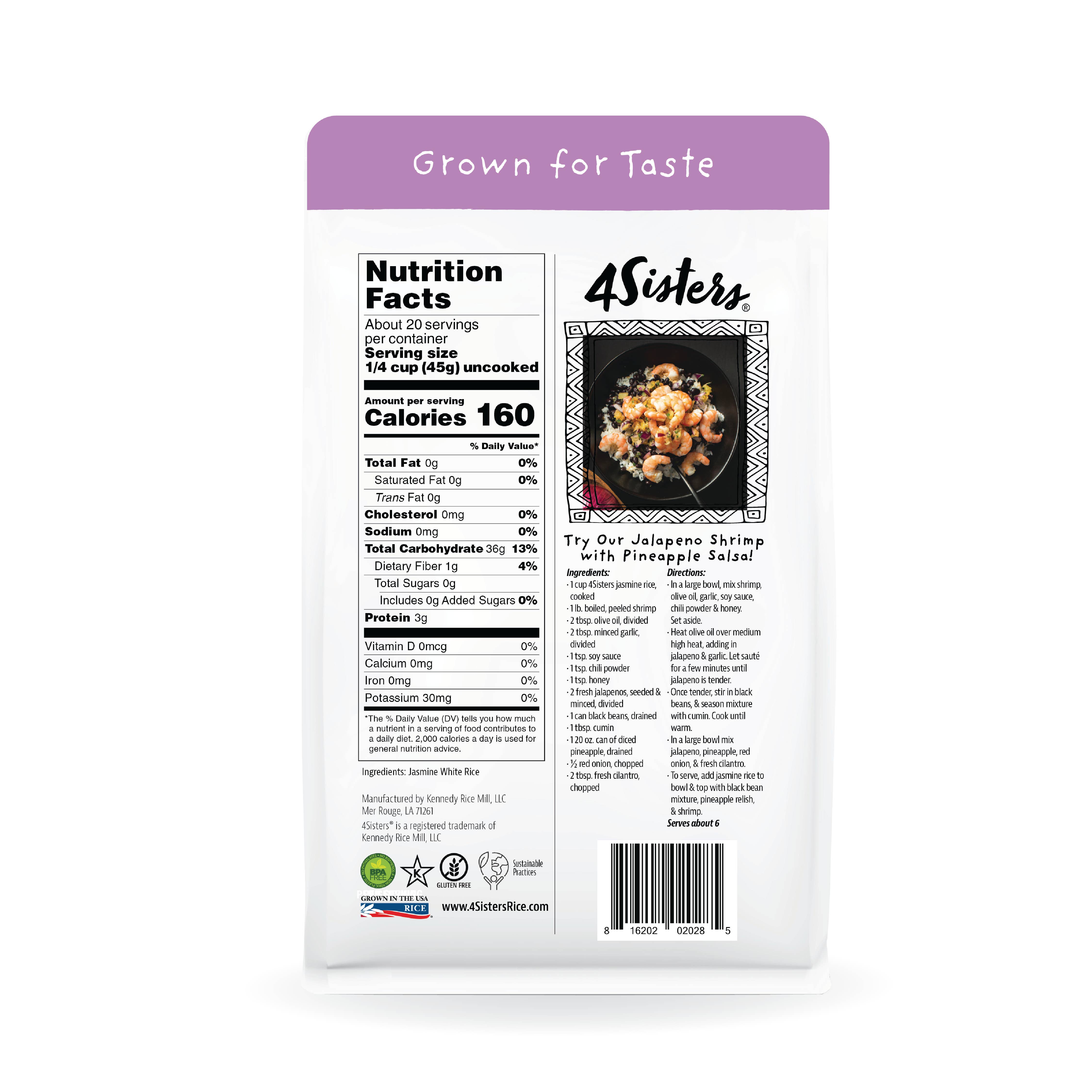 4Sisters - Wholesale Rice - 4Sisters Long Grain Aromatic Jasmine Rice - 2lb10