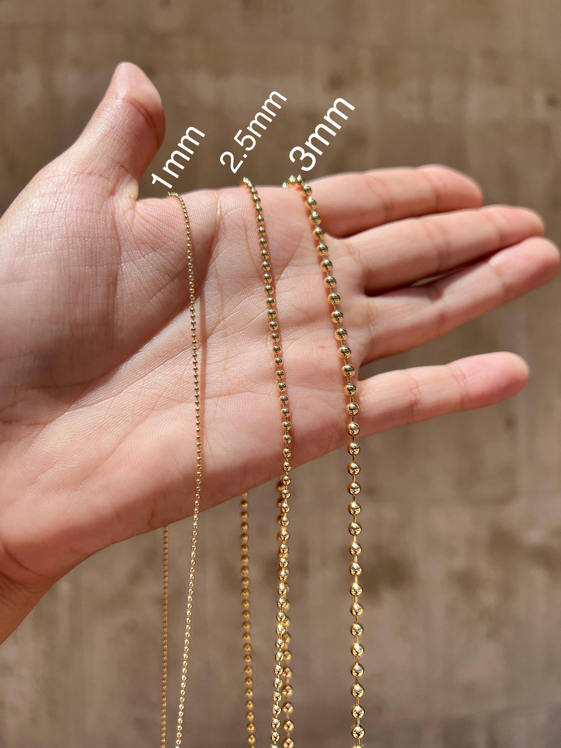 The Bead Bazaar - Wholesale Link & Chain Necklace - Wholesale Gold Filled 2.5mm Ball Chains, 18KT Gold Filled Miltary Ball Chain, Gold Filled Chain, Bulk Wholesale Chain, Gold Filled Wholesale1