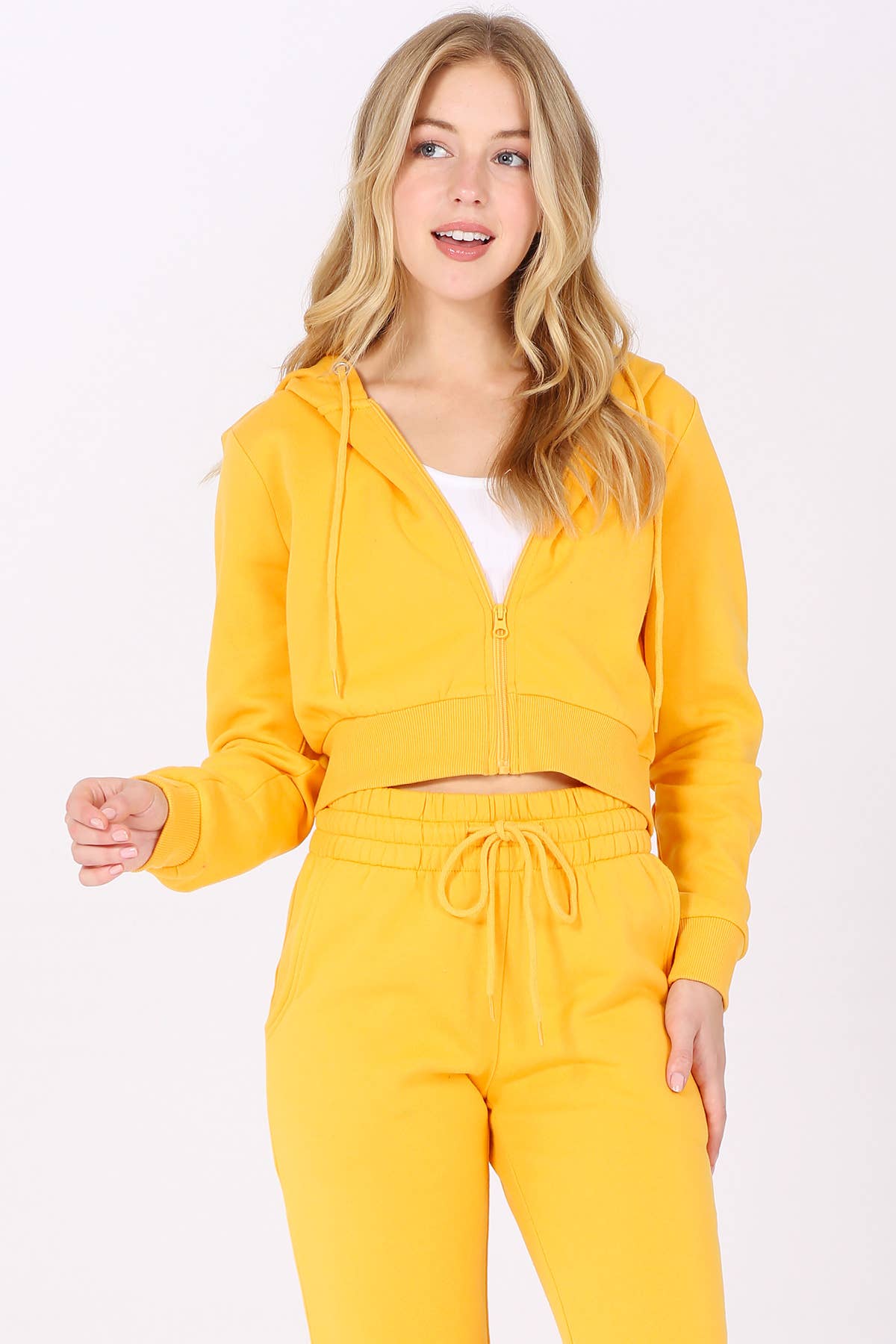 Color 5 - Wholesale Hoodie - Women's - Solid color fleece lined full zipper hoodie cropped jacket13