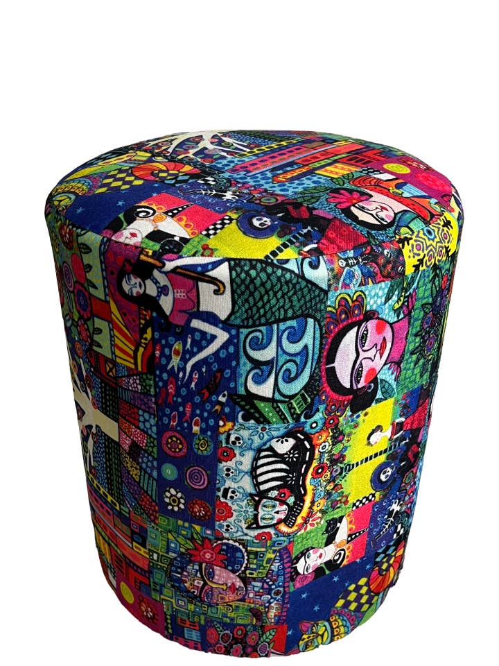 Frida Kahlo Pattern Footstool For Livingroom, Sofa Ottoman for wholesale by MOODONLINE