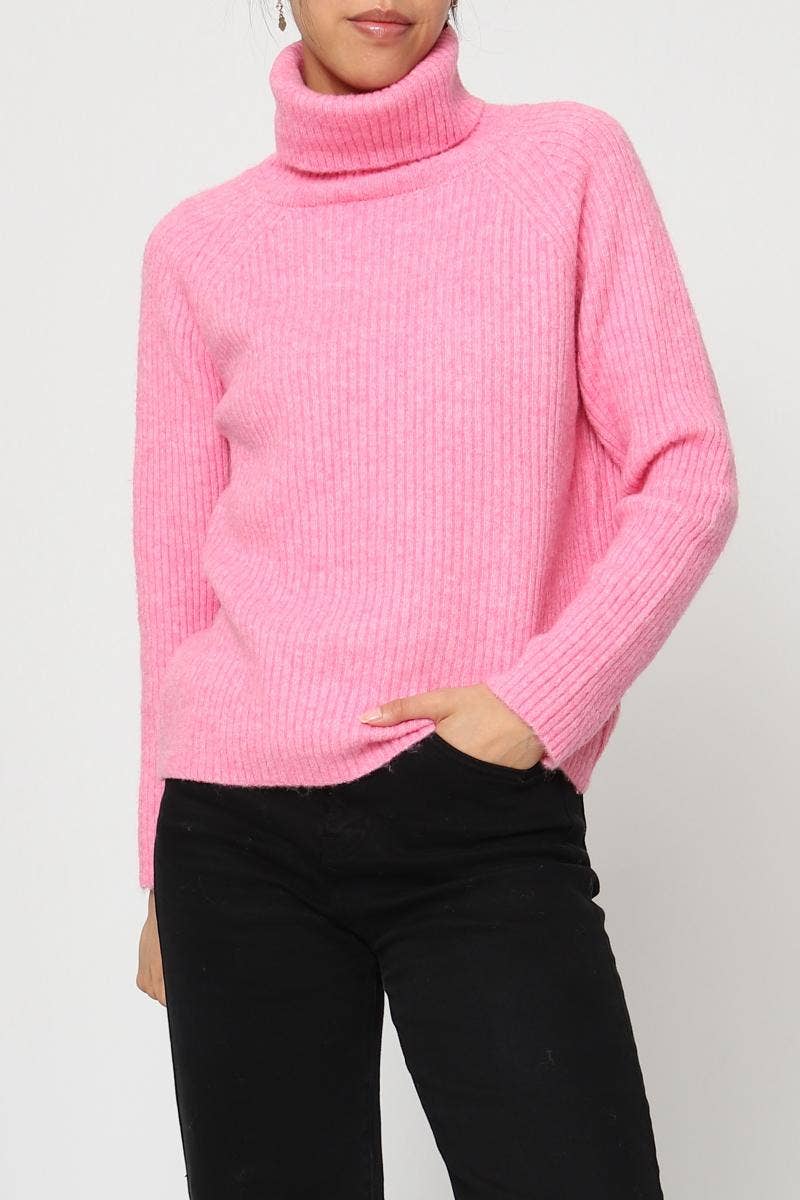 DIX-ONZE - Vente Pull en maille – femme - Pull Maille Côtelée – Col Roulé & Manches Longues36