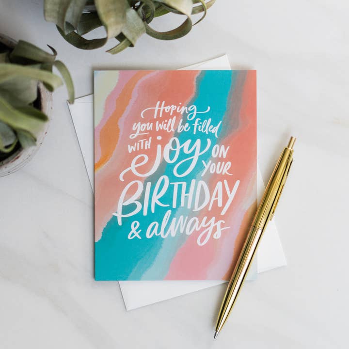 Joy On Your Birthday Greeting Card for wholesale by Lauren Ibach