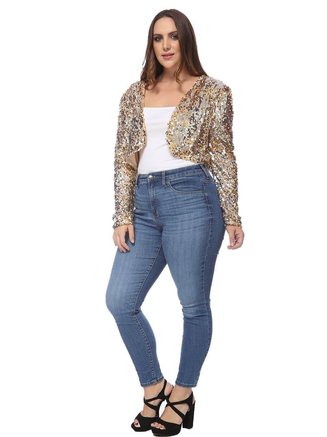 Anna Kaci Wholesale - Wholesale Jacket - Women's - Plus Size Sequin Bolero4