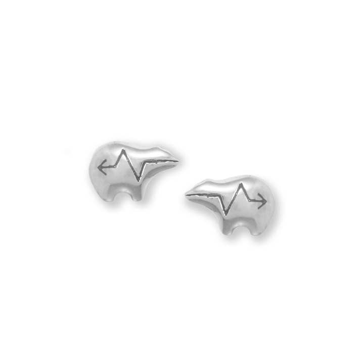 Heartline Bear Stud Earrings for wholesale by Silver Stars Collection