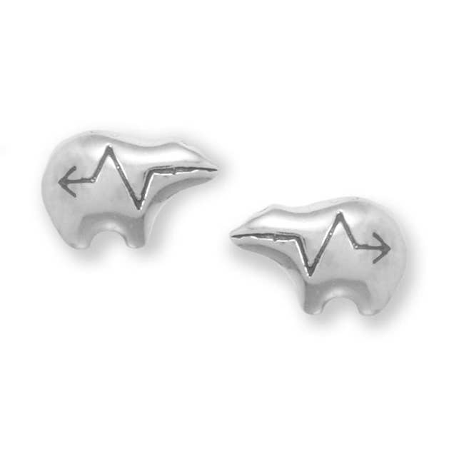Boucles d'oreilles à tige Heartline Bear pour la vente par Silver Stars Collection