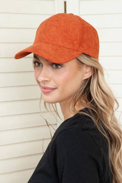 JOSSLYN by wall to wall - Wholesale Baseball Cap - Women's - PLAIN CORDUROY BASEBALL CAP | 40CP01613