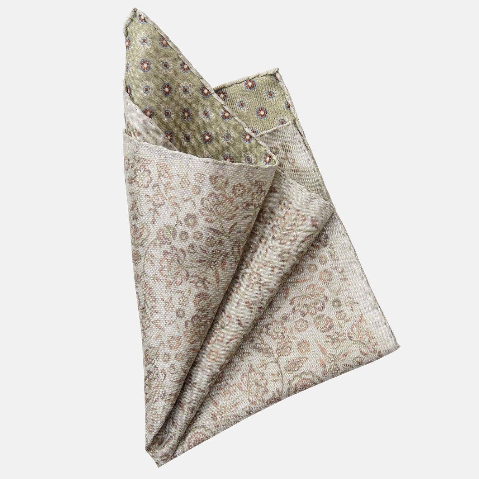 Elizabetta Made in Italy USA – Großhandel Einstecktuch – Herren – Pascal - Doppelseitiges Einstecktuch aus Seide - Salbeigrün2