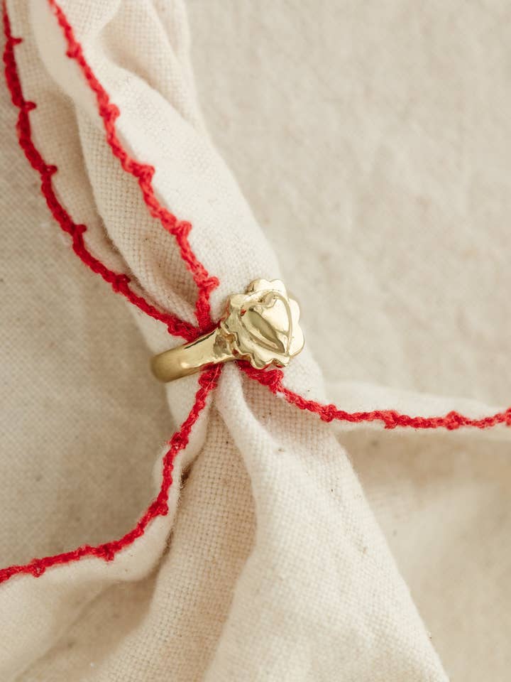 Frilly Heart Ring- ready to ship for wholesale by OUI CHEF STUDIO