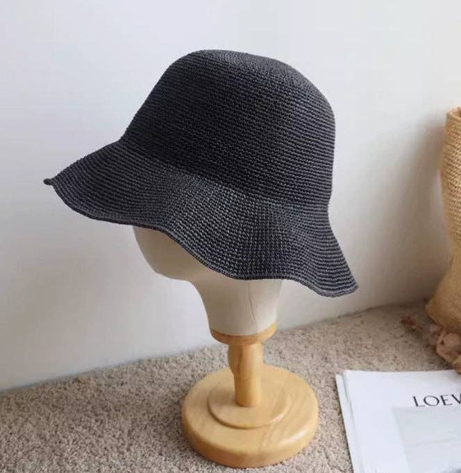 Dipped Shop - Wholesale Straw Hat - Women's - Casual Wide Brim Handwoven Straw Bucket Hat DP25E4154