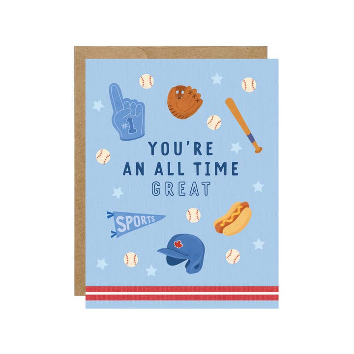 Simple Whimsy - Wholesale Birthday Card - Blue Jay All Time Great - Baseball Sports Birthday Card