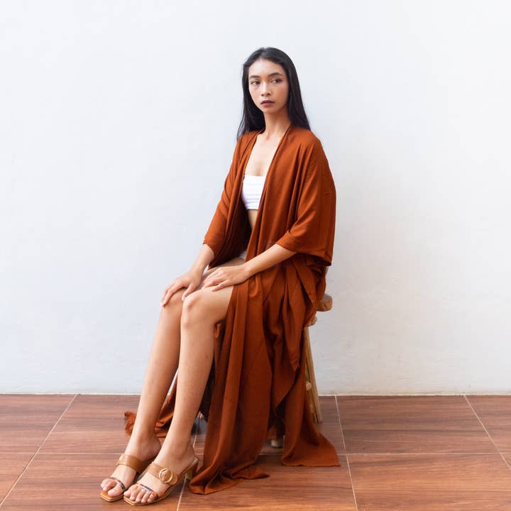 Bali Harvest - Wholesale Swim Cover Up - Women's - Rayon Kimono Cover Up (Copper) - Bikini Outer Beach Sun Robe