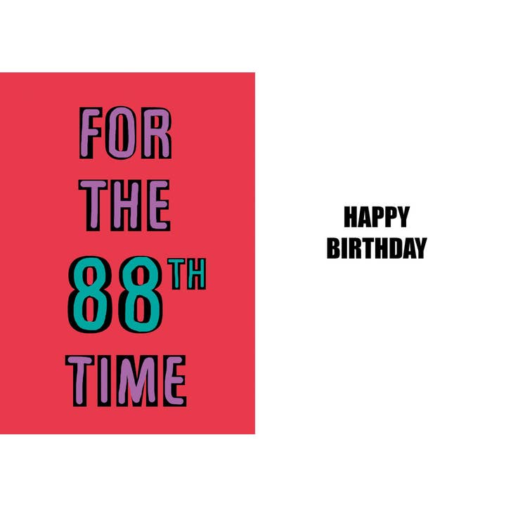 Sjovt 88-års fødselsdagskort med vittig humor for engroshandel hos Duggoons Greeting Cards