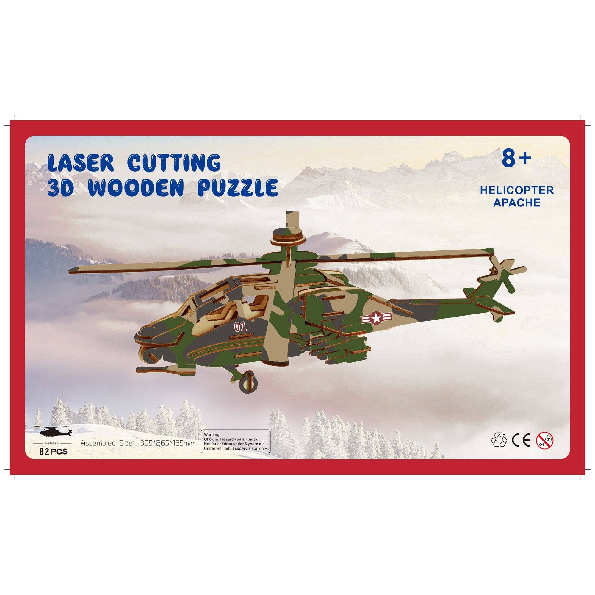 BestPysanky - Wholesale Puzzle - Adult - Apache Helicopter Model Kit - Wooden Laser-Cut 3D Puzzle (82 Pcs)2