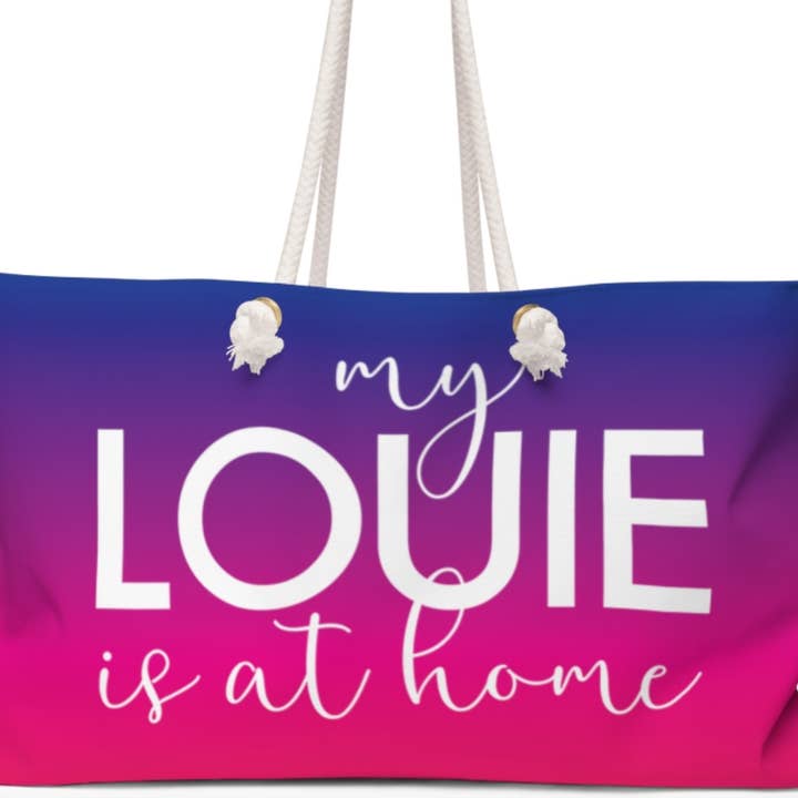 My Louie is at home pink/purple ombre tote for wholesale by Game Face Team Shop