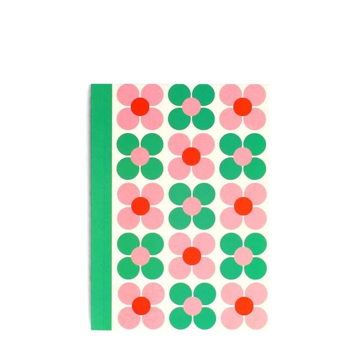 Rex B2B - UK - Wholesale Notebook - A6 Notebook - Pink And Green Daisy