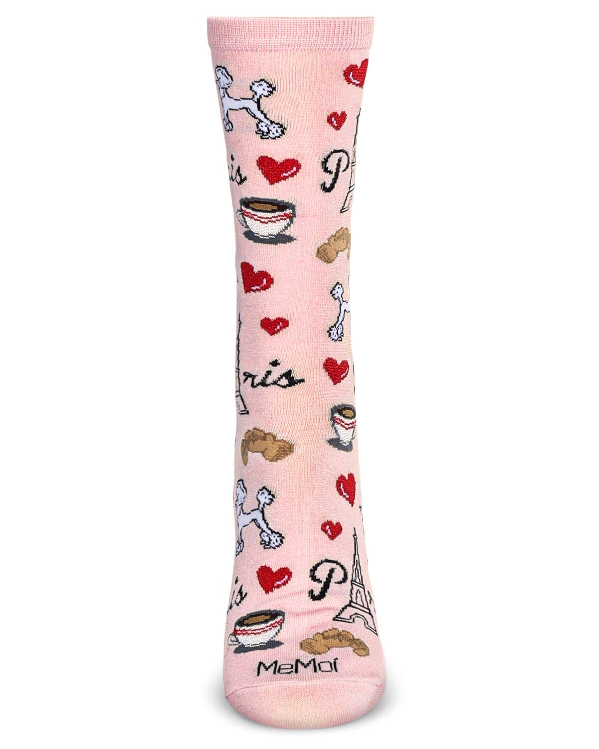 Light Pink Women's J'Adore Paris Bamboo Crew Socks for wholesale on Faire1