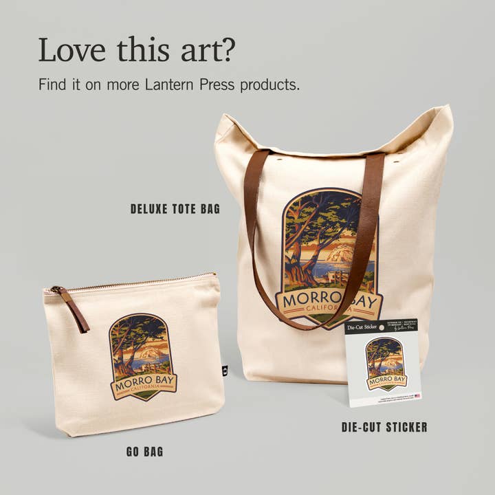 Lantern Press - Wholesale Sticker - Vinyl Sticker Morro Bay, California, Town View with Morro5