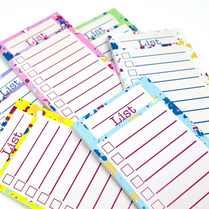 Creative Cute and Colourful List Pads - List Note Pads with 50 Tear Away Pages - To Do List Pads In 6 Colours for wholesale by Wish Art Studios