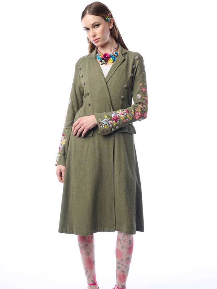 Cherish Mantel - Oliv | Trenchcoat | French Terry Jacke für den Großhandel von Aratta | Women's Fashion