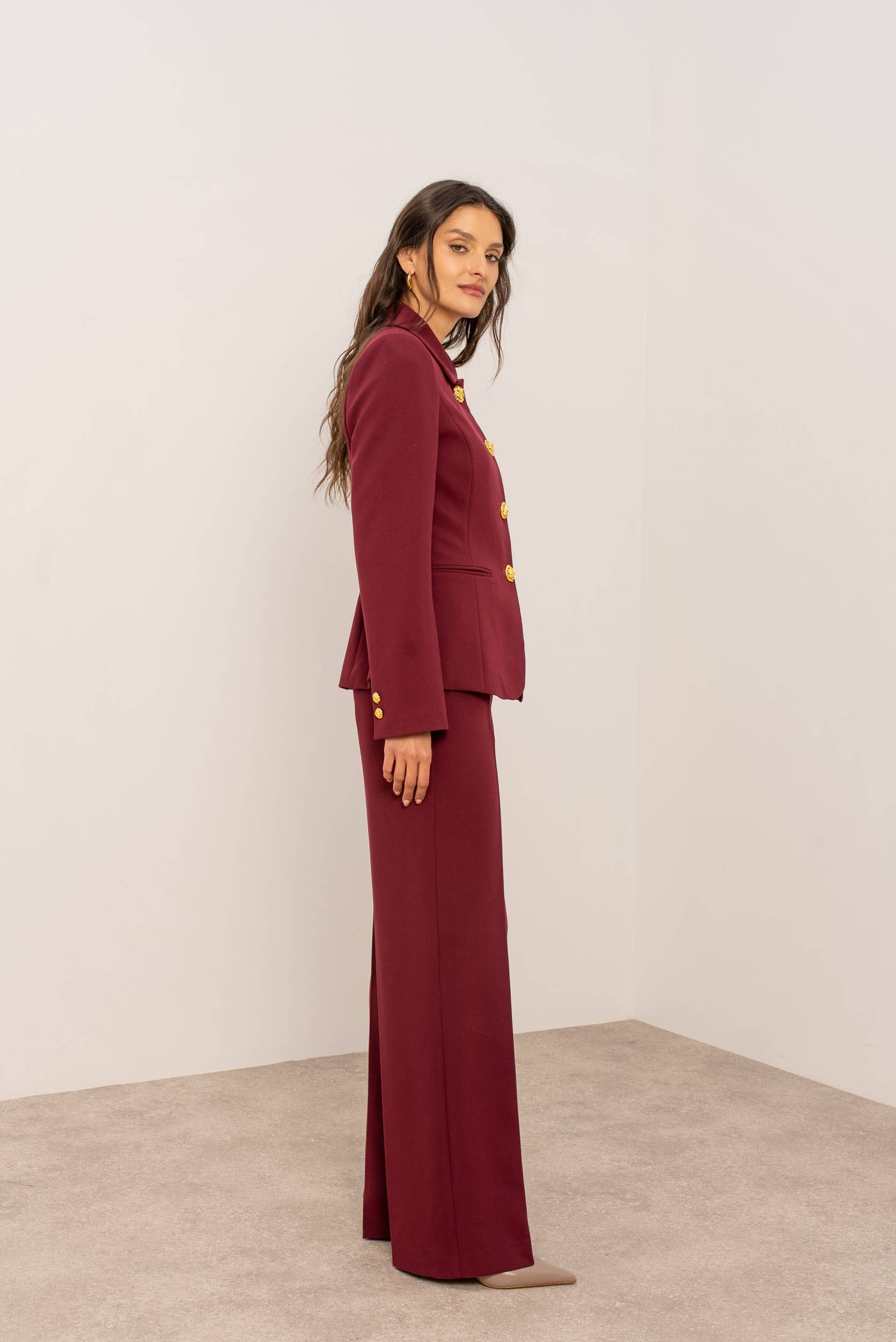 Attentif Paris - Wholesale Jacket - Women's - [Aura] Fitted jacket with shirt collar and gold buttons17